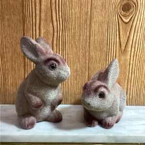 Vintage Flocked Bunny Banks with original w/ stoppers